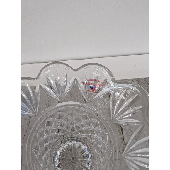 Vintage Crystal Vase Cut Glass Pineapple Fan 5" Tall Teleflora Clear - Picture 3 of 6